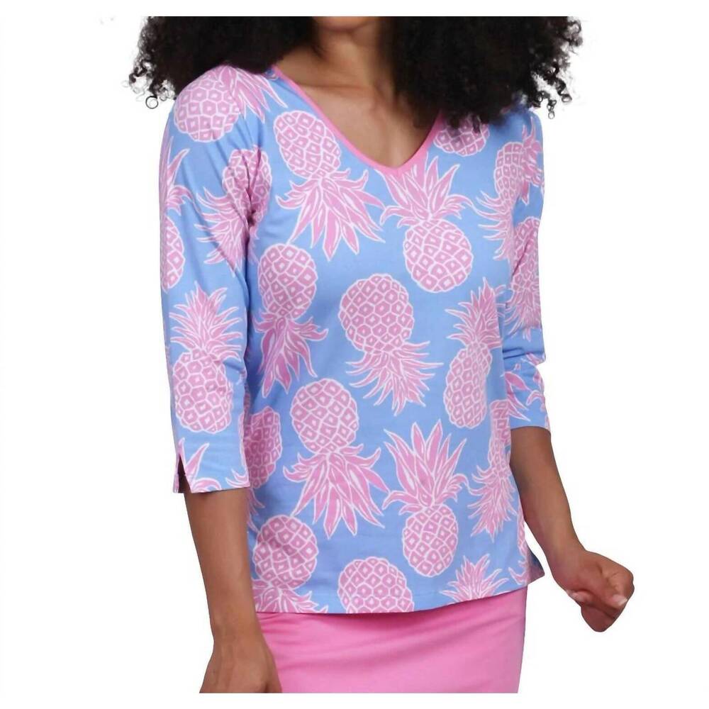 NEW ANA CLARE maui nicole pineapple top in pink